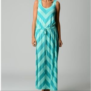 Turquoise/Mint Scoop Neck Sleeveless Maxi Dress